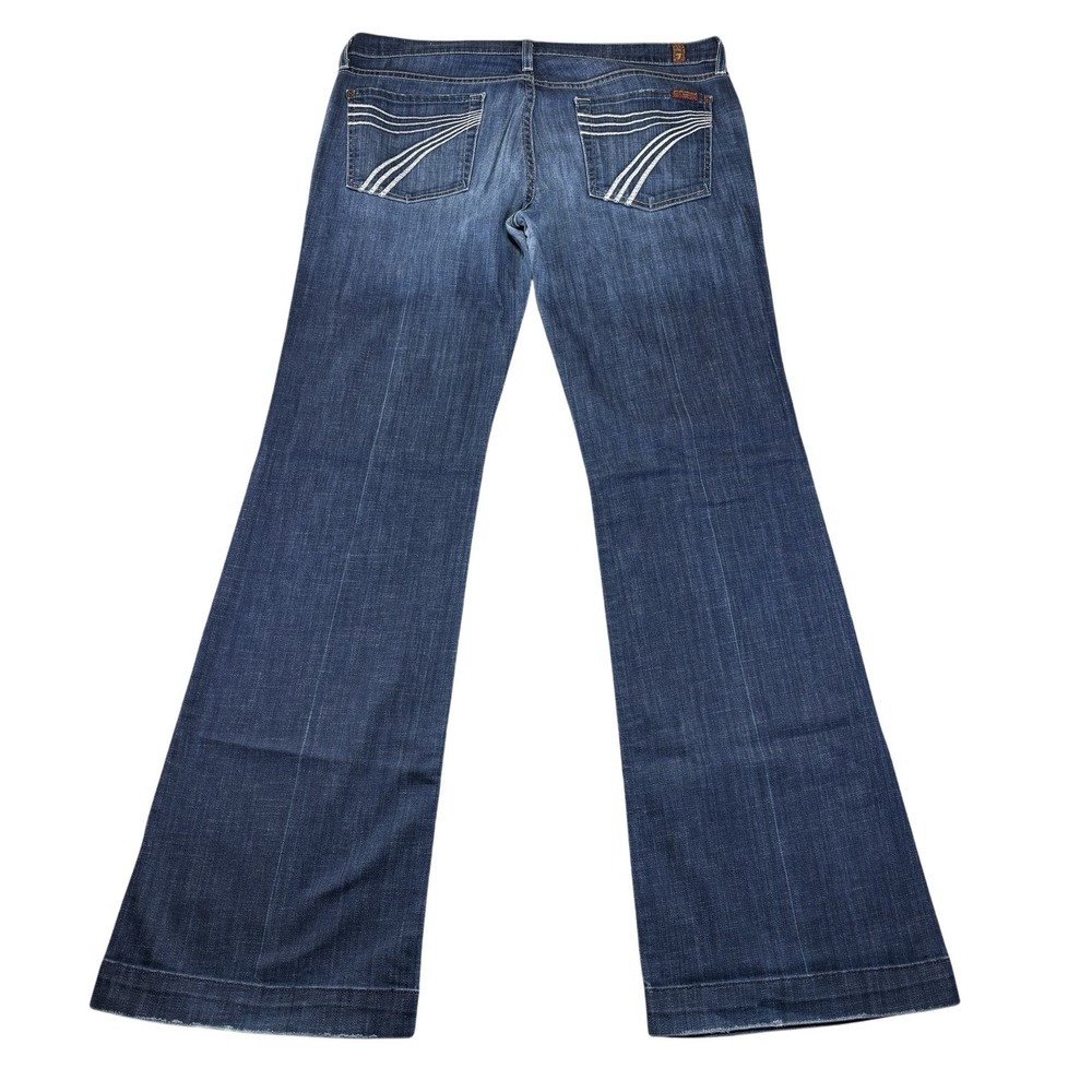 7 For All Mankind Dojo Jeans Womens 32 Blue Med Wash Wide Leg Stretch U113080S